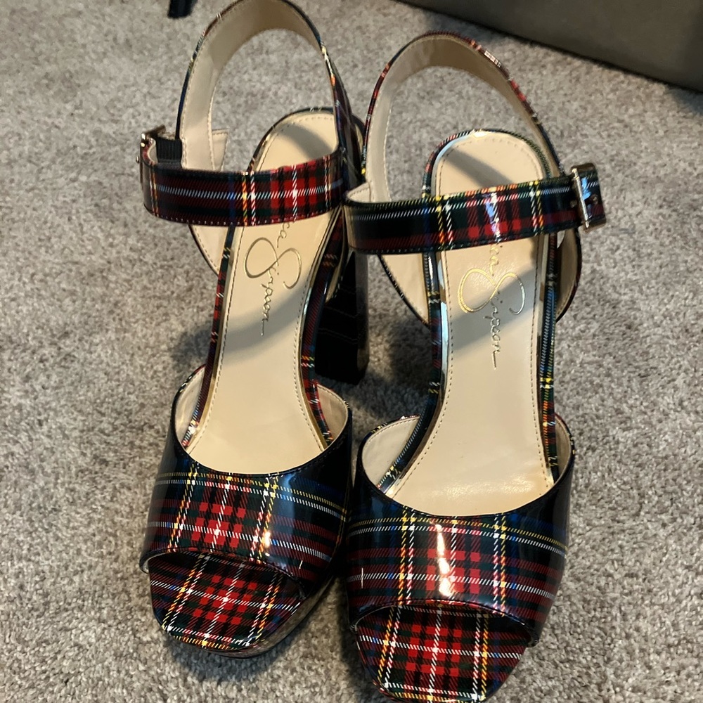 Jessica Simpson Plaid High Heels